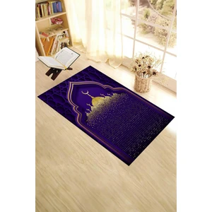 Evdeya Dijital Baskılı Camii Motifli Yıkanabilir Motifli 70X130 Namazlık Seccade, Seccade-05-Mor,