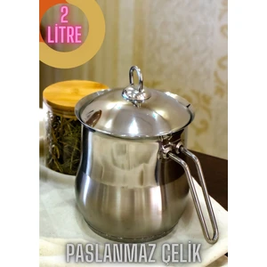 YUNUSOĞLU HOME Paslanmaz Çelik 2.00 Litre Sütlük Sosluk 2 Parça Kapaklı