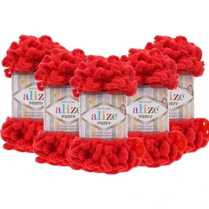 Puffy El Örgü Ipliği 5'li Paket Kırmızı 56