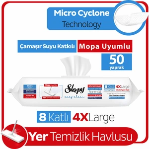 Easy Clean Çamaşır Suyu Katkılı Mopa Uyumlu Yer Temizlik Havlusu&Mendili 50 Yaprak
