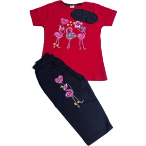 Kız Çocuk Pijama Takımı Kısa Kollu Takım Baskılı Tampap 2226