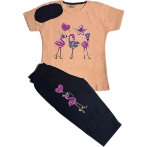 Kız Çocuk Pijama Takımı Kısa Kollu Takım Baskılı Tampap 2226