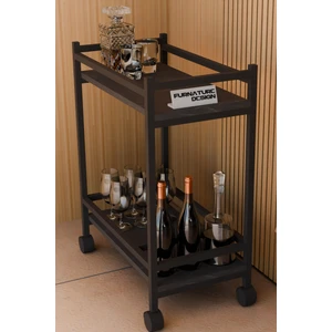 Servis Sunum Arabası Ev Tipi Iki Katlı Şişe Bölmeli Servant Bar Cart Bendir