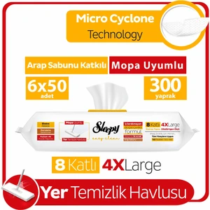 Easy Clean Arap Sabunu Katkılı Mopa Uyumlu Yer Temizlik Havlusu&Mendili 6x50 (300 Yaprak)
