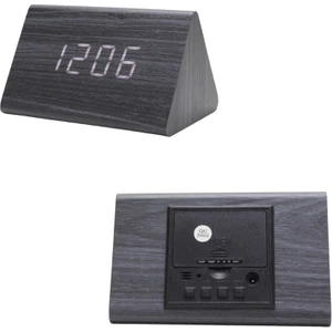 T. Concept LED Ekranlı Termometreli Üçgen Ahşap Dijital Masa Saati