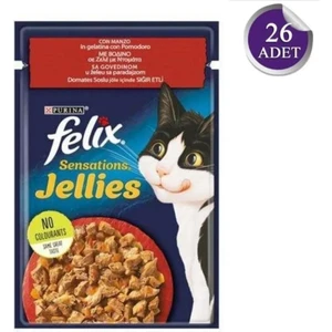 Pouch Sensations Jellies Sığır Etli ve Domatesli Yaş Kedi Maması 85 gr - 26 Adet