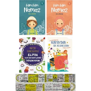 Adım Adım Namaz - Hafıza Teknikleriyle Elifba (Kur'an Harflerini) Öğreniyorum - Kur'an'dan İlk Kelimelerim 4 Kitap