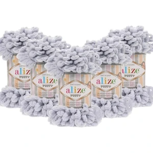 Puffy El Örgü Ipliği 5'li Paket - 416 Gri - 100 Gr. 9 Mt. Parmak Örgü Ipi