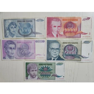 Edi Antik 5 Adet Yugoslav Dinarı 1992 Temiz Tam Set Yugoslav Para Seti
