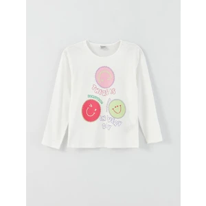 LC Waikiki Lcw Kids Bisiklet Yaka Baskılı Uzun Kollu Kız Çocuk Tişört