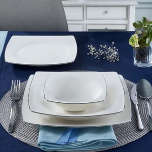 Güral Porselen Caroline Platin 30 Parça 6 Kişilik Bone Porselen Yemek Takımı