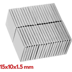 N35 15X10X1.5 mm Neodyum Mıknatıs 40 Adet, Köşeli, Nikel Kaplamalı Kaliteli ve Dayanıklı Ürün