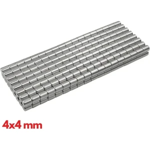 N35 4X4MM Neodyum Mıknatıs 50 Adet, Yuvarlak, Nikel Kaplamalı Kaliteli ve Dayanıklı Ürün