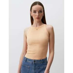 Jimmy Key Şeftali Dar Kesim Kolsuz Halter Yaka Basic Örme Atlet