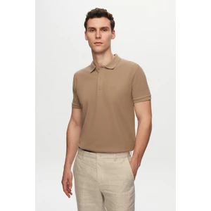 D'S Damat Regular Fit Vizon Pike Dokulu %100 Pamuk Kıvrılmaz Polo Yaka Nakışlı T-Shirt 4HC14ORT51000