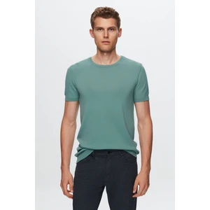 Slim Fit Mint Düz Örgü Rayon Örme T-Shirt 0EF069421003M
