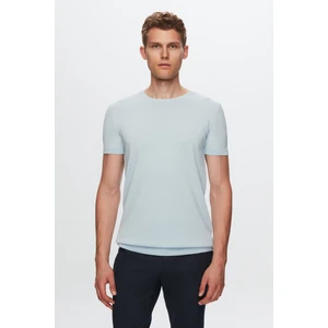 Slim Fit Mavi Düz Örgü Rayon Örme T-Shirt 0EF069421003M