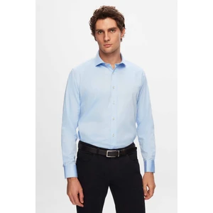 D'S Damat Slim Fit Mavi Düz  Pamuk Non-Iron Gömlek 2HE02SG00139M