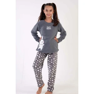 Kız Çocuk Polar Uzun Kol Gri Pijama Takımı C3T0N3O176
