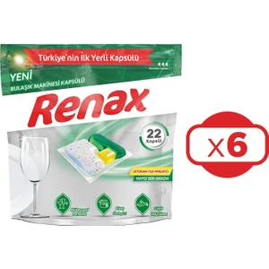 Renax Bulaşık Makinesi Kapsülü Hepsi Bir Arada 22 Li x 6 Adet (132 Kapsül)