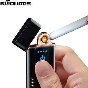 Elektronik Şarj Edilebilir Alevsiz USB Dokunmatik Siyah Çakmak - Kutulu