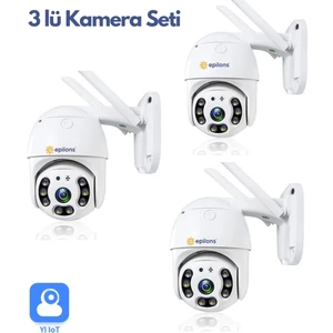 3 Adet Güvenlik Kamera Hd Lens Iç Dış Mekan Suya Danıklı Ip Wifi Network