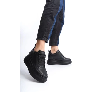 Kadın Içten Gizli Topuklu Siyah Spor Ayakkabı Sneaker