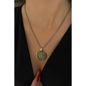 Sose Moda Hz. Süleyman Mührü Çelik Zincir Kolye - Gold Renk