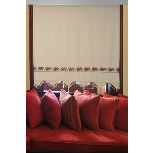 Vanessa Perde Pamuk Buldan Perdesi Kırmızı Kanaviçe Yıkanmış Yumuşatılmış Kumaş Otantik Bodrum Perdesi Sezon