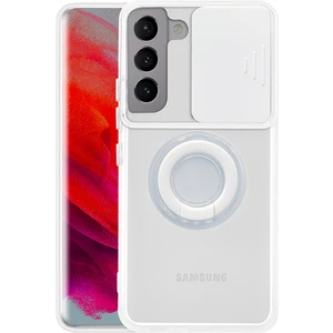 Sm Galaxy S21 Plus - S30 Plus Kılıf Sürgülü Kamera Lens Korumalı Yüzük Standlı Silikon Kılıf
