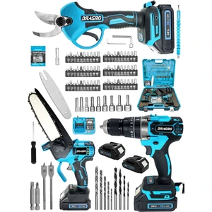 Alman 3x2 Pro Set 2 Akülü Şarjlı 3 Lü Set M Dal Budama Makası Dal Budama Testeresi Akülü Vidalama