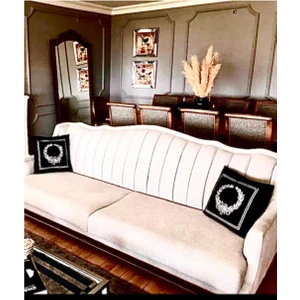 Kraliyet Nakışlı Kırlent Kılıfı Siyah Gümüş