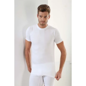 Beyaz Erkek Basic Slim Fit Tişört  %100 Pamuk Sıfır Yaka Kısa Kollu Fanila