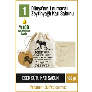 %100 Doğal Eşek Sütü Ve Zeytinyağlı Katı Sabun Eşek Sütlü El Sabunu Yoğun Nemlendirici Kese Hediyeli 150 Gr