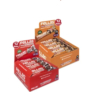 Yüksek Protein Bar 45 G Süper Ikili Kutu 24 Adet - Hindistan Cevizli x 12 Adet + Yerfıstıklı x 12 Adet