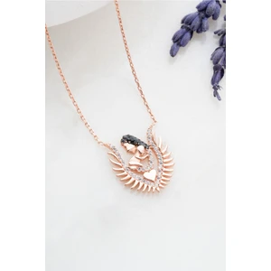 925 Ayar Gümüş Zirkon Taşlı Anne Bebek Tasarım Kolye