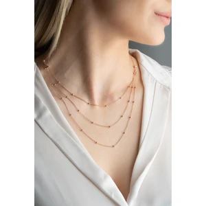 925 Ayar Gümüş Rose Kaplama 3 Sıra Minik Dorika Toplu Kolye Kolye