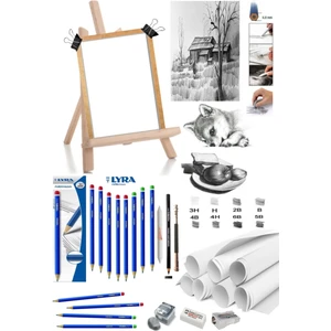 Dereceli Kurşun Kalem Seti 25X35  Duralit Masaüstü Drawing Şövale Set