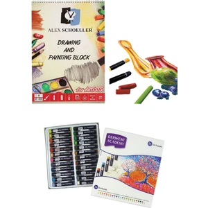 Alex Schoeller Drawing And Painting Block 35X50 cm 15YP 220GR Derwent Academy Oil Pastel 24'lü