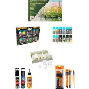 Art Livafunny Kids Multimix Akrilik Boya 12 Renk x 20 Ml-Rich Zemin Fırça Karma Set 8 6'lı Okul Seti