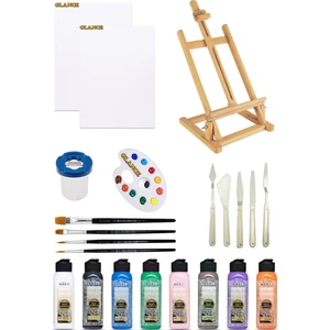 Masaüstü Şövale Artdeco 140 ml Gold Multi Surface Akrilik Boya Seti 35X50 Tuval 2li Başlangıç Seti