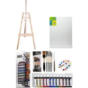 Art-X Akrilik Boya Seti 12 Renk x 12ML Şövale Başlangıç Seti