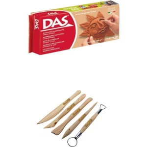 Kahve Seramik Kili 500 gr Modelaj Kalemi Ebeşuar 5 Li Ahşap Set H.s