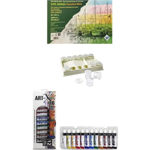 Art Liva Resim Defteri Fon Kartonlu 35X50 200GR.20+10YP-ART-X 12ML 12 'li Akrilik Yp 3'lü Sanat Seti