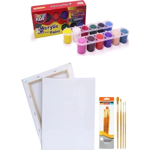 Rich Funny Kids 25 ml Akrilik 12 Li Set 35X50 Tuval Daller Rowney 4'lü Fırça Seti