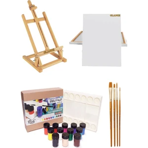 Rich Şeşeli Paletli Akrilik Set 12X25ML Akrilik Masaüstü Şövale Seti