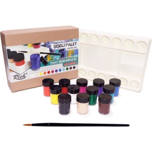 Rich Şişeli Palet 25 ml x 12'li Akrilik Set Fırça