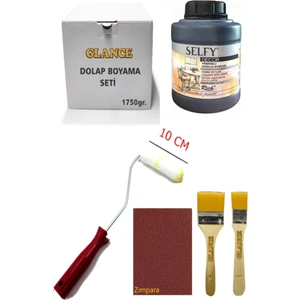 Rich Selfy Decor Siyah Kendinden Vernikli Boya 1750 gr Rulo Zımpara Fırça Mobilya Dolap Boyama Seti