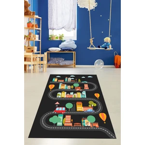 Evdeya Kaymaz Taban Yıkanabilir Trafik Araba Eğlendirici Çocuk Odası Oyun Halısı, Çocuk-18-Antrasit,
