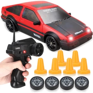 Rc Drift Car 1/24 2.4ghz 4WD Uzaktan Kumandalı Spor Yarışı Yol Aracı, LED Işık, Piller ve Drift Lastikleri (Kırmızı) (Yurt Dışından)